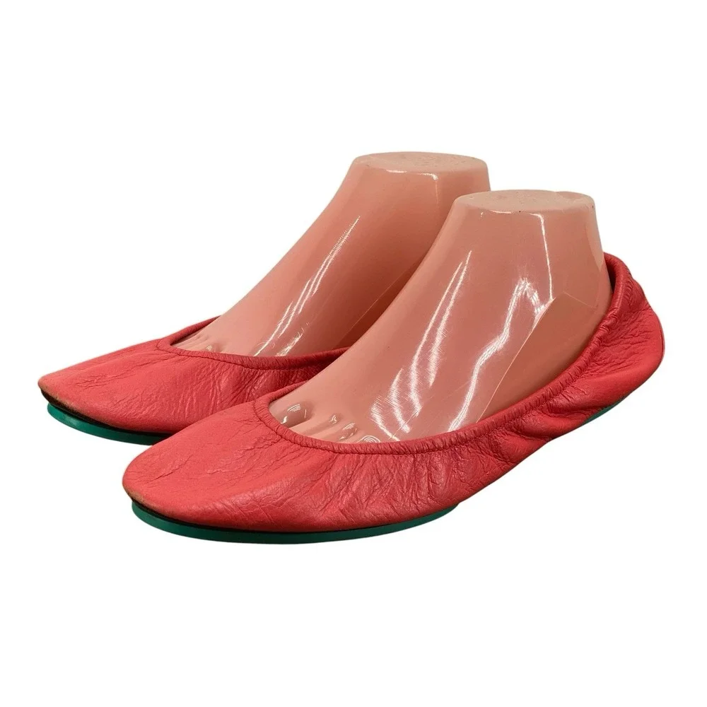 Tieks by Gavrieli Coral Leather Ballet Flats Foldable Shoes Women's Size 11